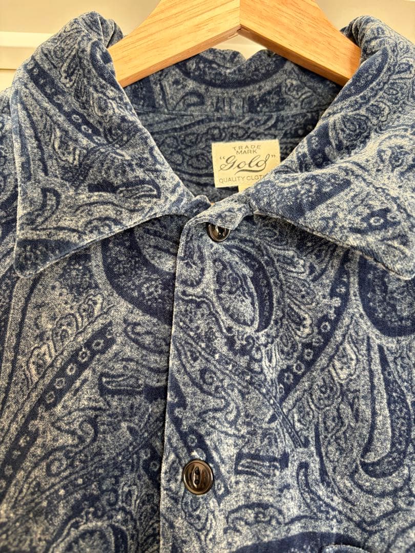 トップス GOLD PAISLEY PATTERN INDIGO VELVETEEN OP