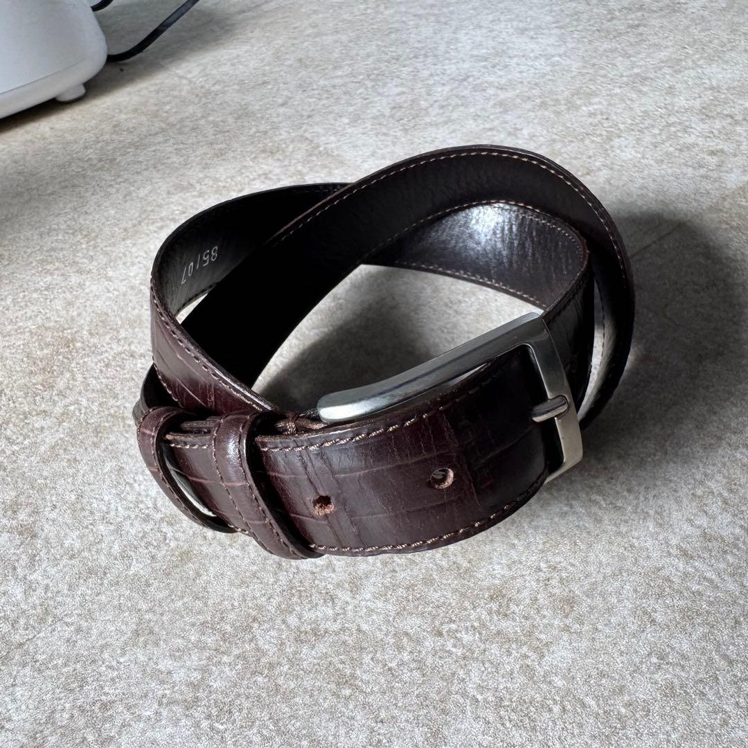Felisi フェリージ カーフレザークロコダイルスタンプベルト85/07/SA