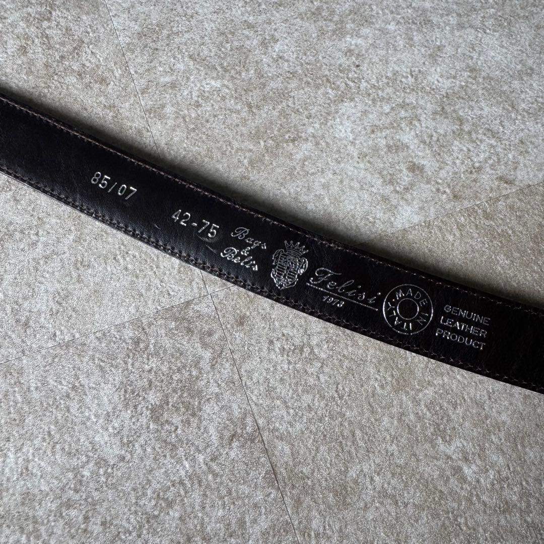 Felisi フェリージ カーフレザークロコダイルスタンプベルト85/07/SA