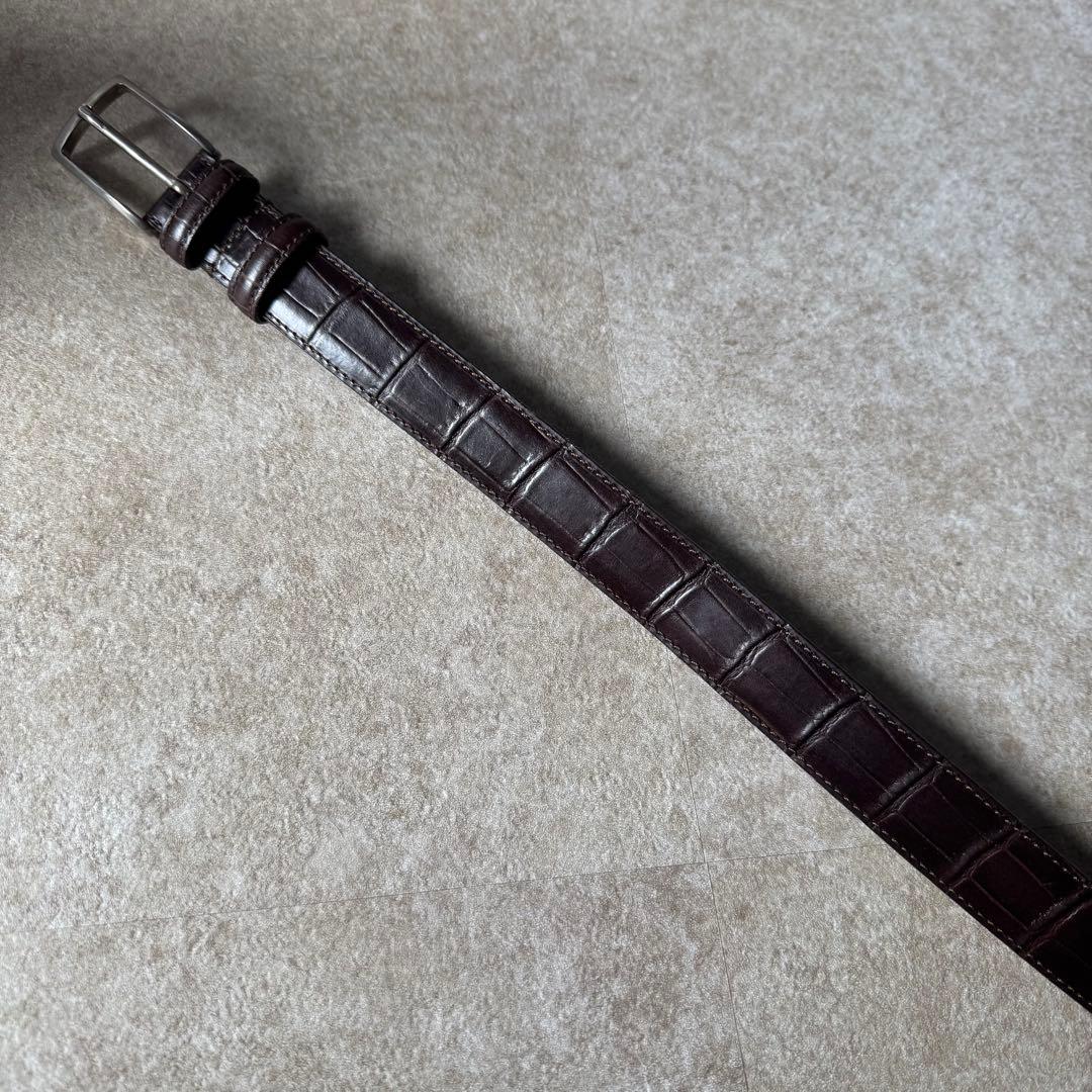 Felisi フェリージ カーフレザークロコダイルスタンプベルト85/07/SA