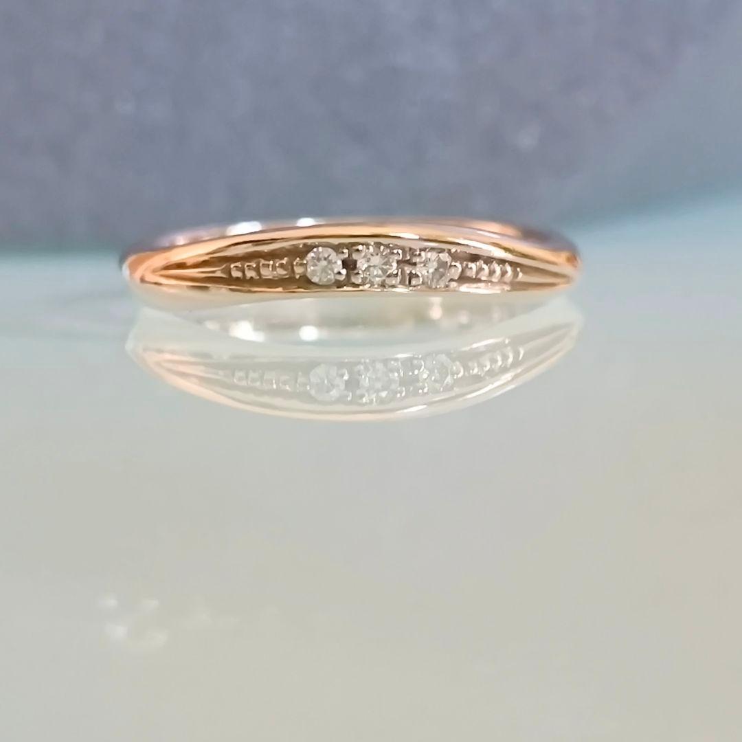 スタージュエリー　K10 PG　ダイヤモンド　ミル打ち　ピンキー　リング　1号