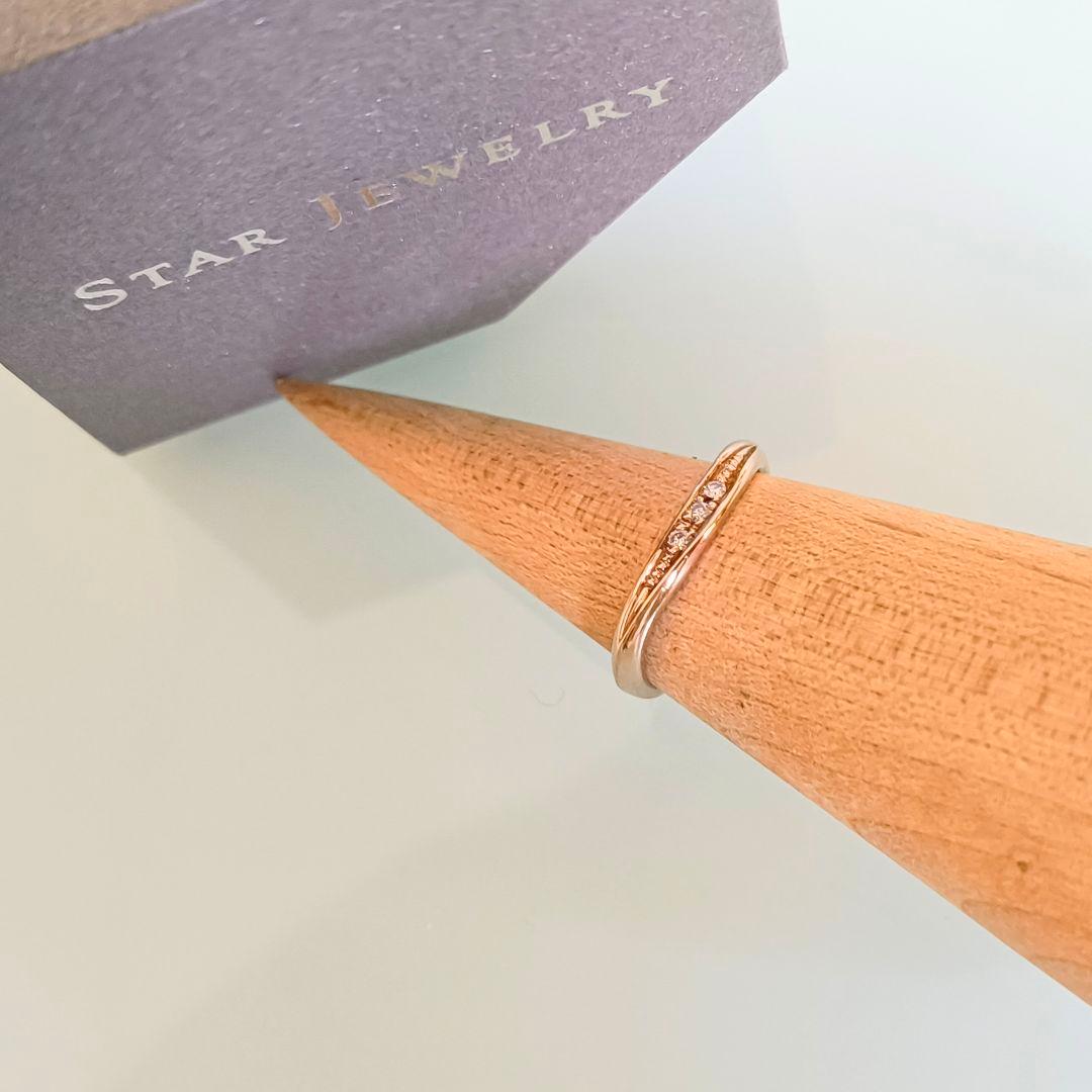 スタージュエリー　K10 PG　ダイヤモンド　ミル打ち　ピンキー　リング　1号