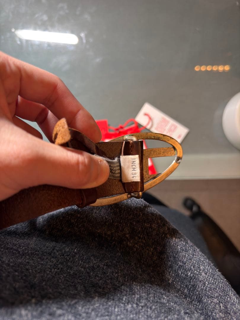 DIESEL 本革 ベルト 85/34 ブラウン