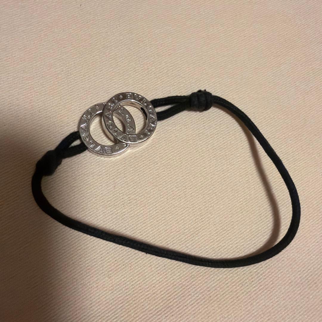 BVLGARI ダブルリング レザーブレスレット