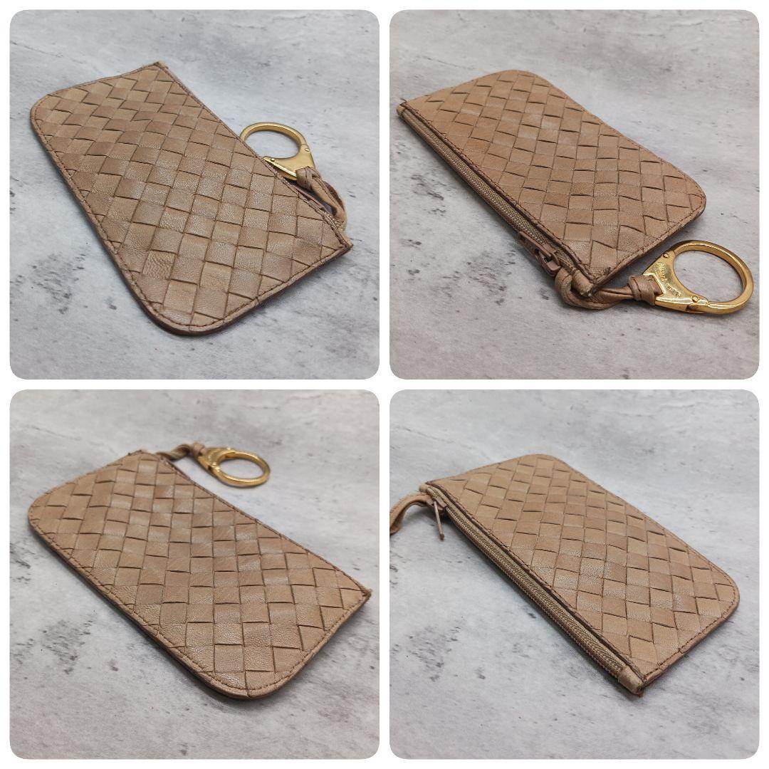 美品✨ ボッテガヴェネタ イントレチャート キーリング付 ケース ベージュ