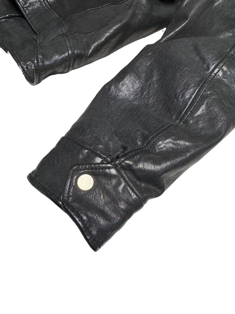 イタリア製 エンポリオ アルマーニ タンニン鞣し レザージャケット ブラック50