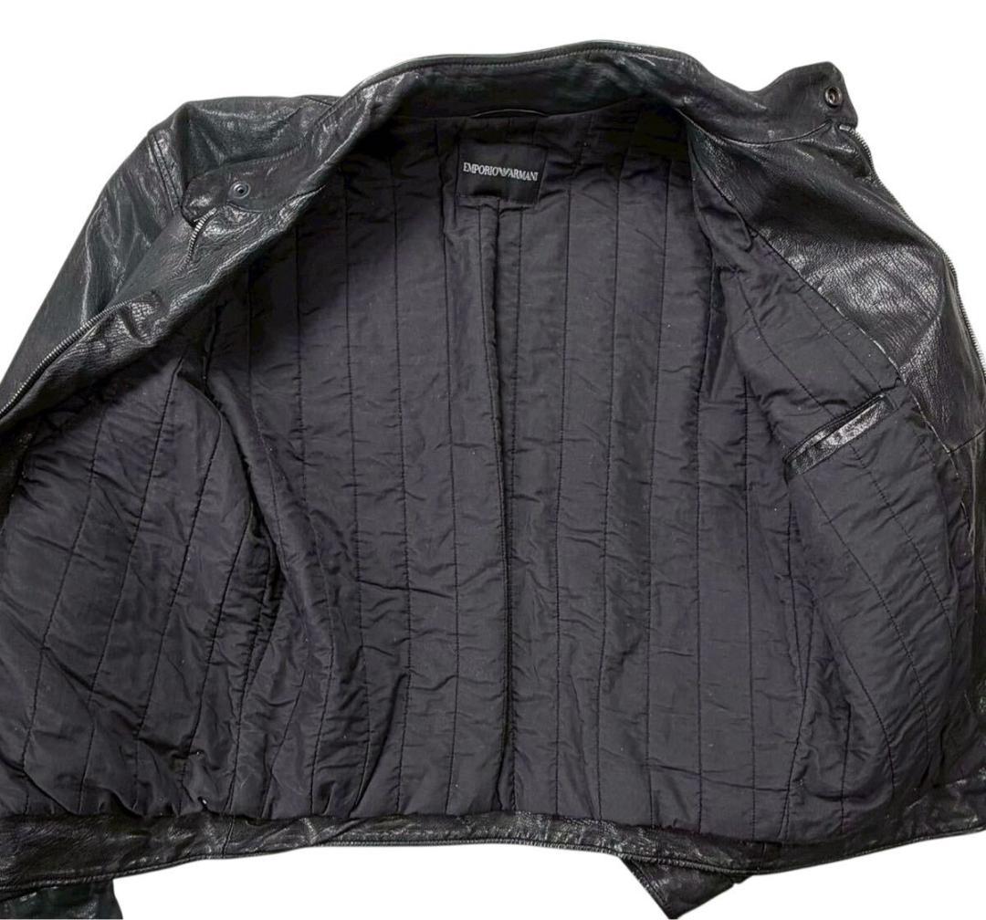 イタリア製 エンポリオ アルマーニ タンニン鞣し レザージャケット ブラック50