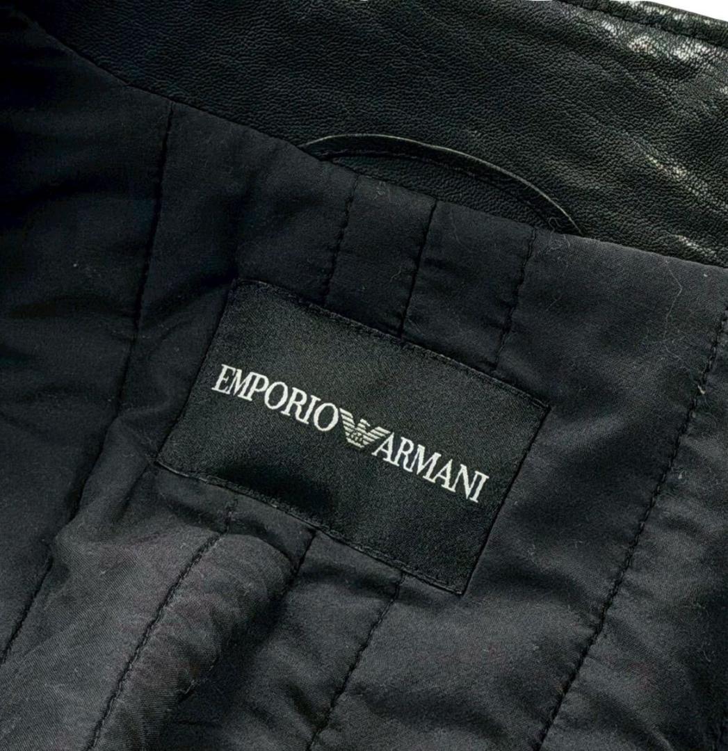 イタリア製 エンポリオ アルマーニ タンニン鞣し レザージャケット ブラック50