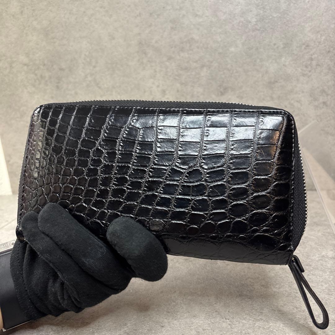 未使用級！最上級クロコダイル　鰐革　大容量　ジッパー　長財布