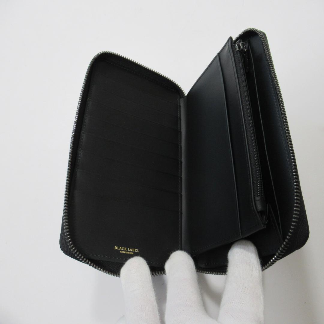 ブラックレーベルクレストブリッジブラック ラウンドジップウォレット / 長財布