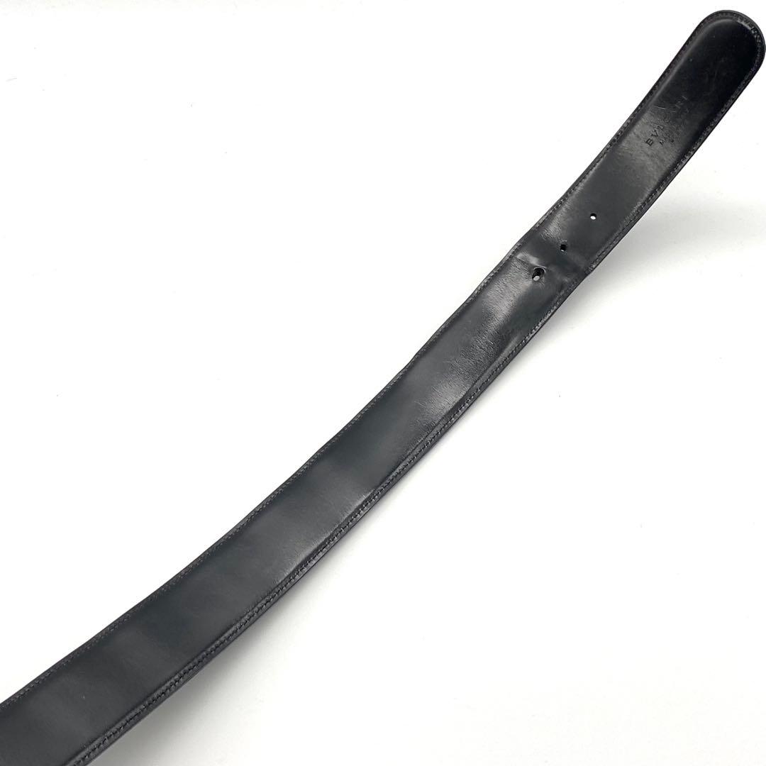 【美品】BVLGARI・ブルガリ・レザーベルト・丸バックル・ロゴ・黒