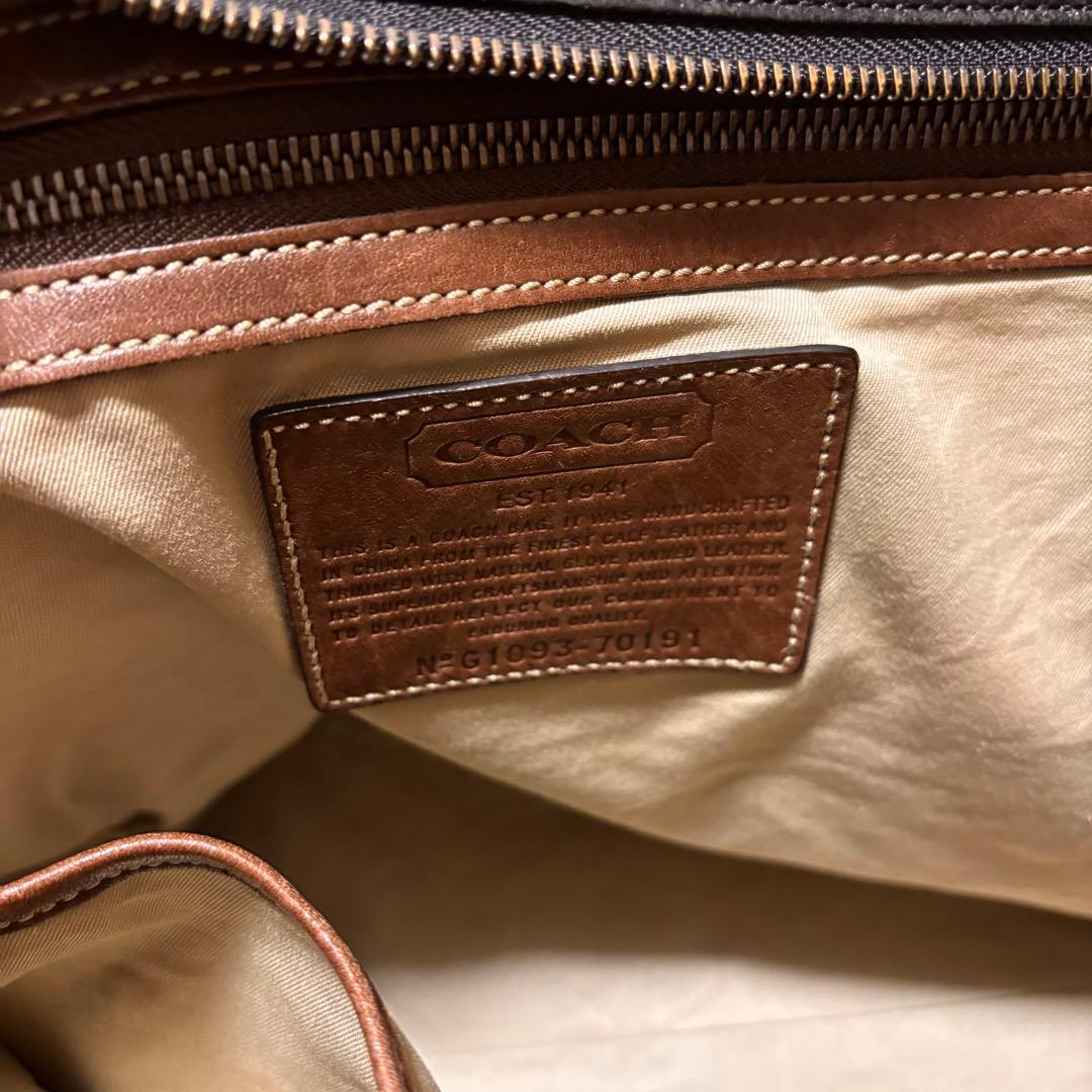 COACH ダークブラウン 本革　2wayレザー トートバッグ　ビジネスバッグ