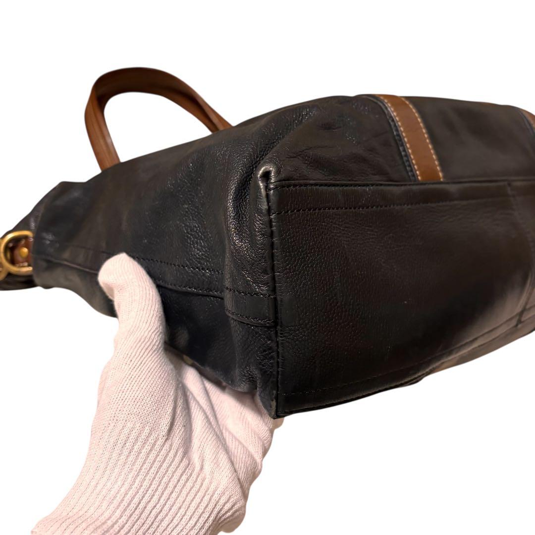 COACH ダークブラウン 本革　2wayレザー トートバッグ　ビジネスバッグ