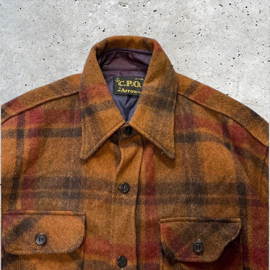 【まー 様】60s古着USA製C.P.O. by ArrowウールCPOシャツL