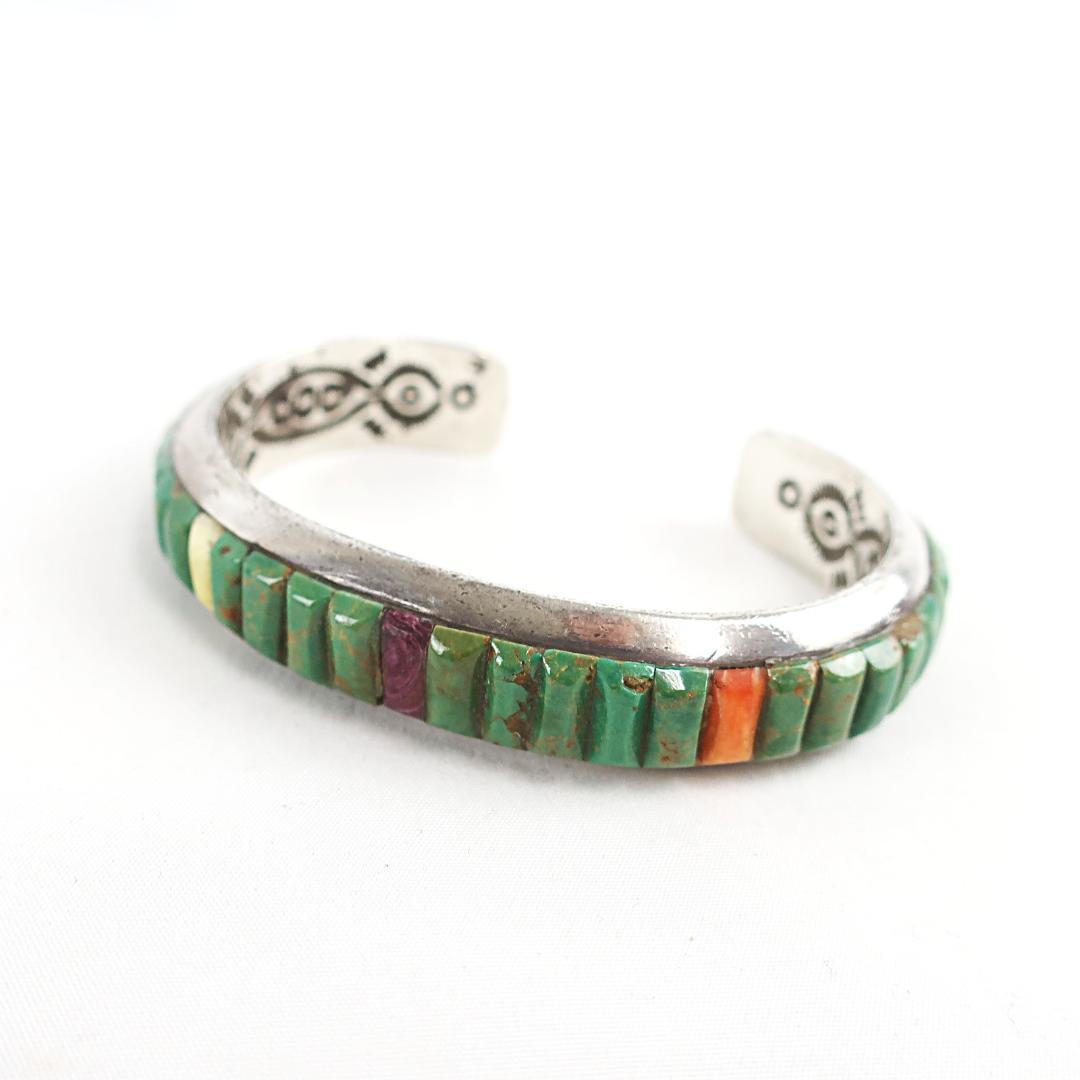 NAVAJO RAY ADAKAI ストーン スタンプ バングル ブレスレット