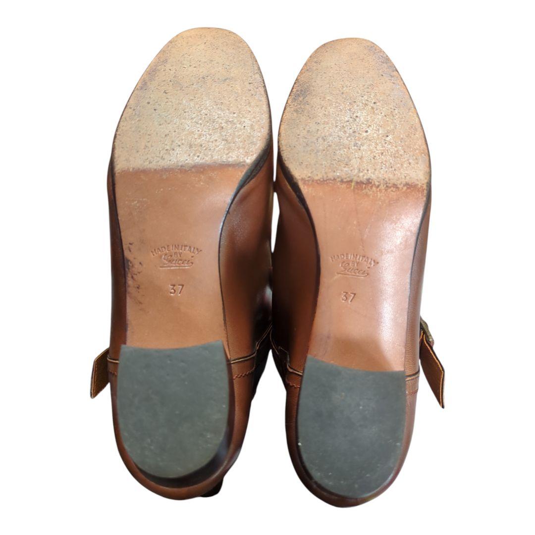 ​希少 GUCCI 本革ショートブーツ 37 4.5cmヒール 23.5cm