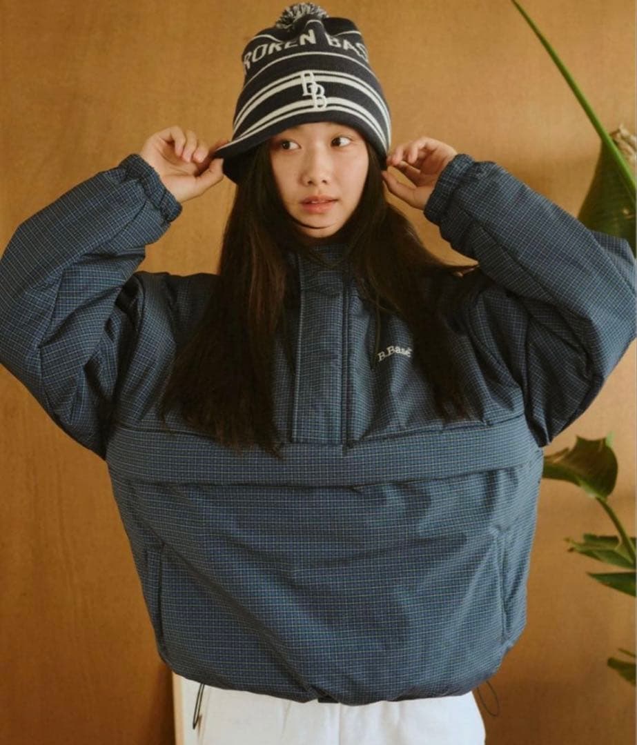 BROKEN BASE パデッドナイロンテックアノラック ネイビーL