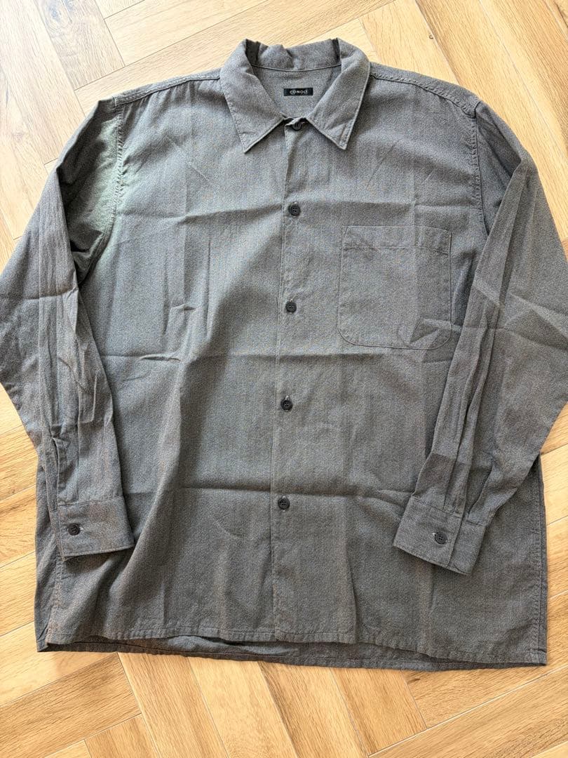 試着のみ　22ss COMOLI コモリ　ヨリ杢オープンカラーシャツ　グレー　2