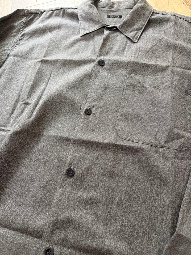 試着のみ　22ss COMOLI コモリ　ヨリ杢オープンカラーシャツ　グレー　2