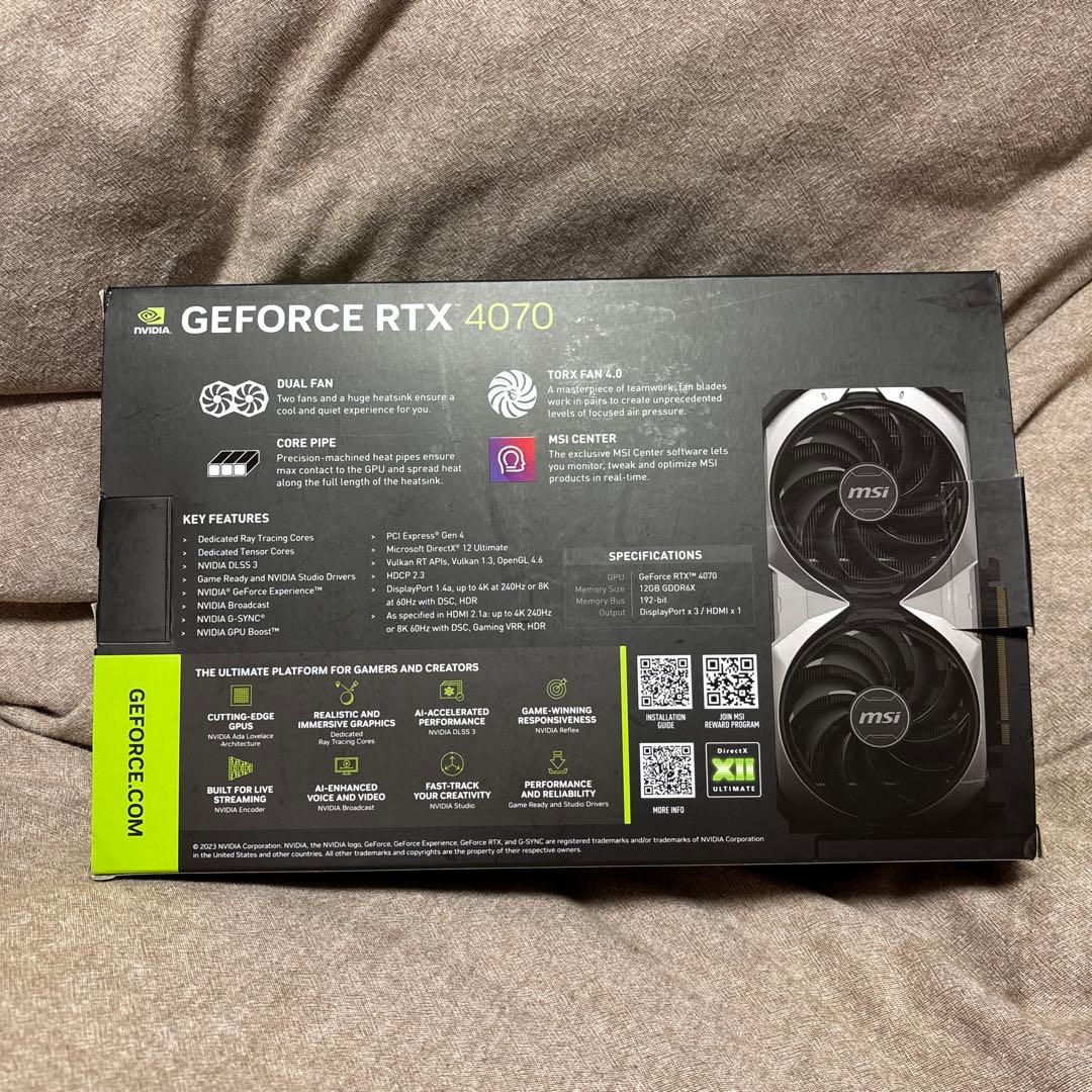 【利用少ない】MSI VENTUS 2X GeForce RTX 4070