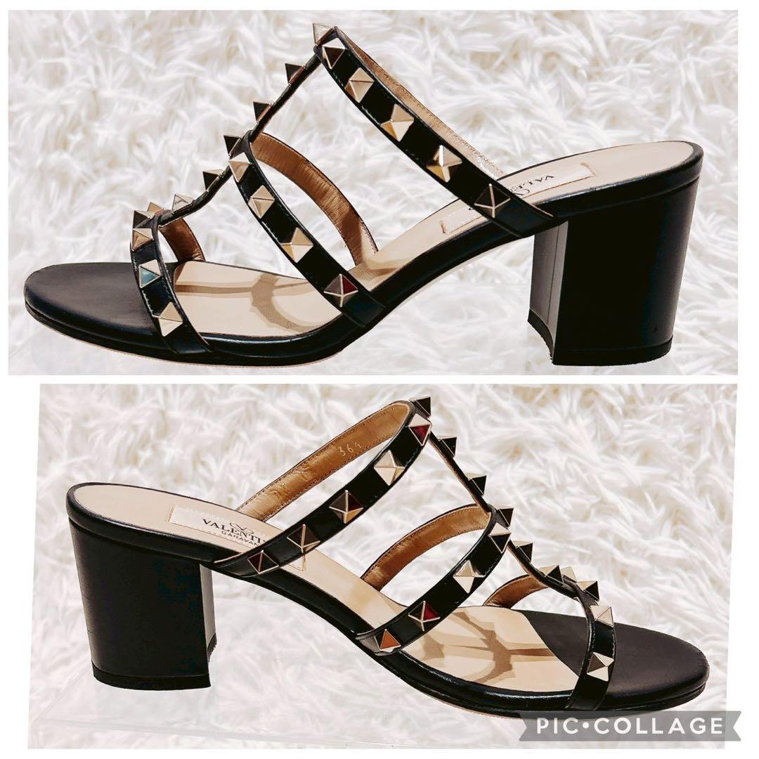 現行　ヴァレンティノ　ロックスタッズ　サンダル　黒　36.5 定価134,200