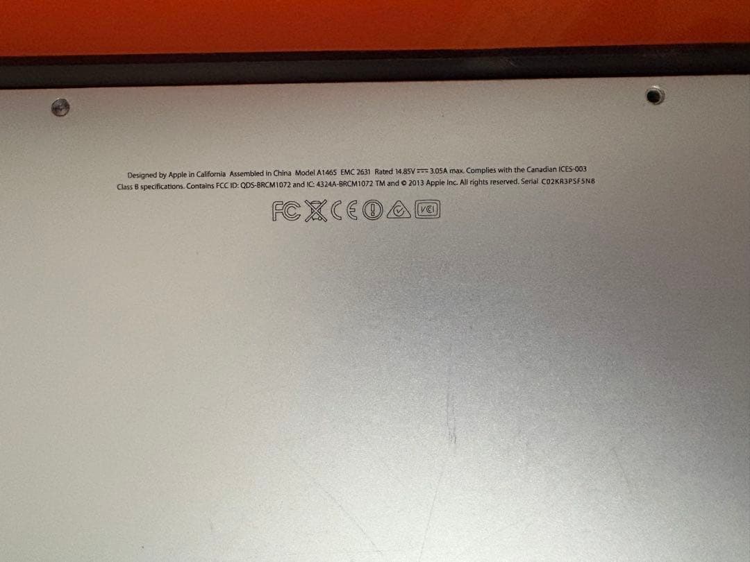 中古品 Apple MacBook air A1465本体