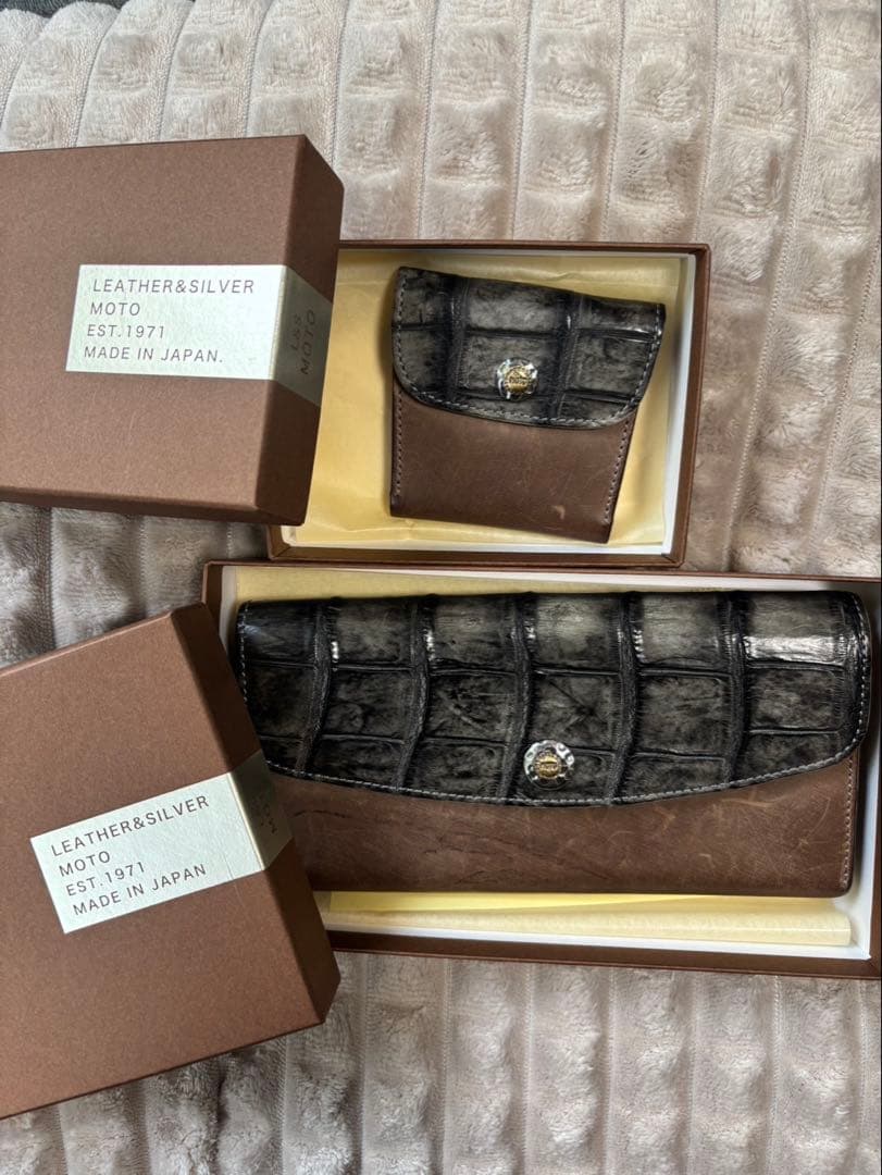 【希少】LEATHER&SILVER MOTO 長財布&ケースクロコ