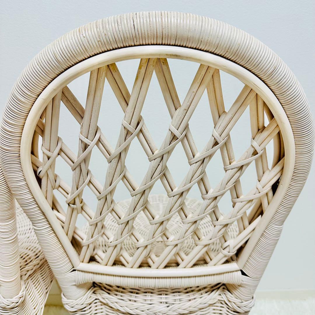 ラタン 籐 ホワイトラタン アンティーク 椅子 チェア 2脚セット