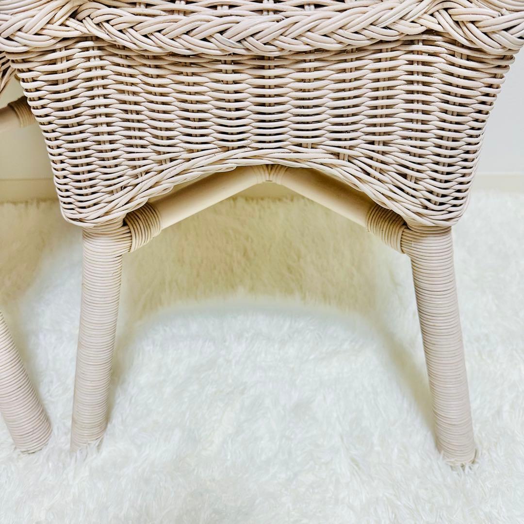 ラタン 籐 ホワイトラタン アンティーク 椅子 チェア 2脚セット