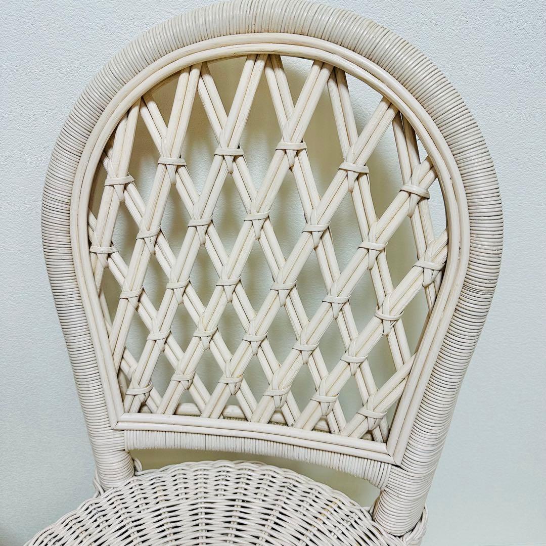 ラタン 籐 ホワイトラタン アンティーク 椅子 チェア 2脚セット