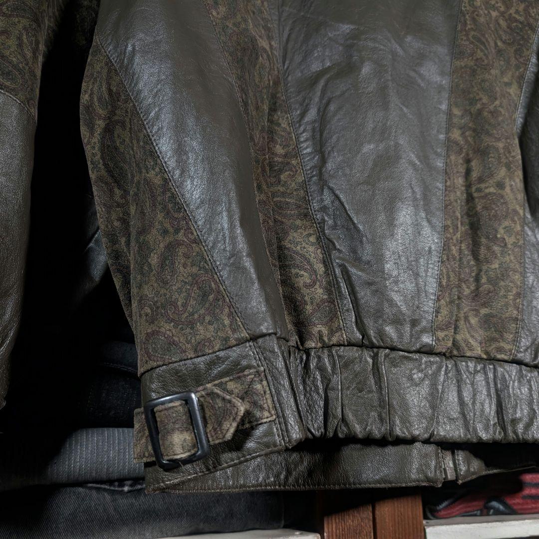 イタリア製　90s　ビンテージ　クレイジーパターン　ペイズリー　レザージャケット