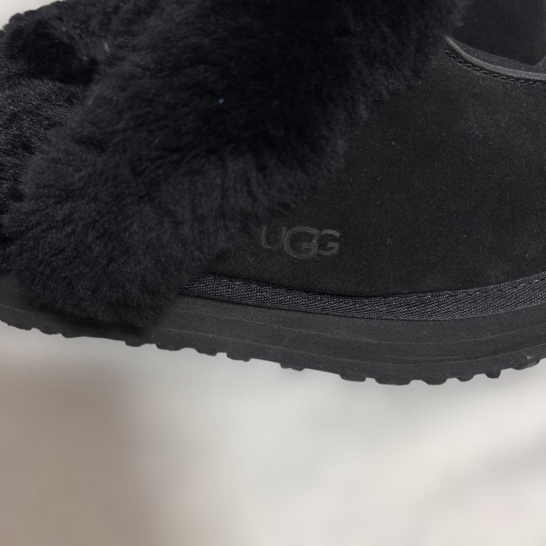 綺麗♡UGG 黒 スエード ファー付き クロッグ サンダル　サボ　アグ　24