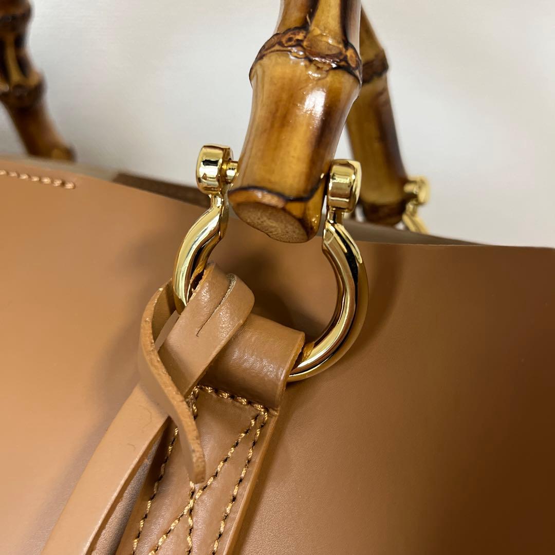 BEVINI バンブーハンドル ハンドバッグ ★スカーフはご希望の方へ