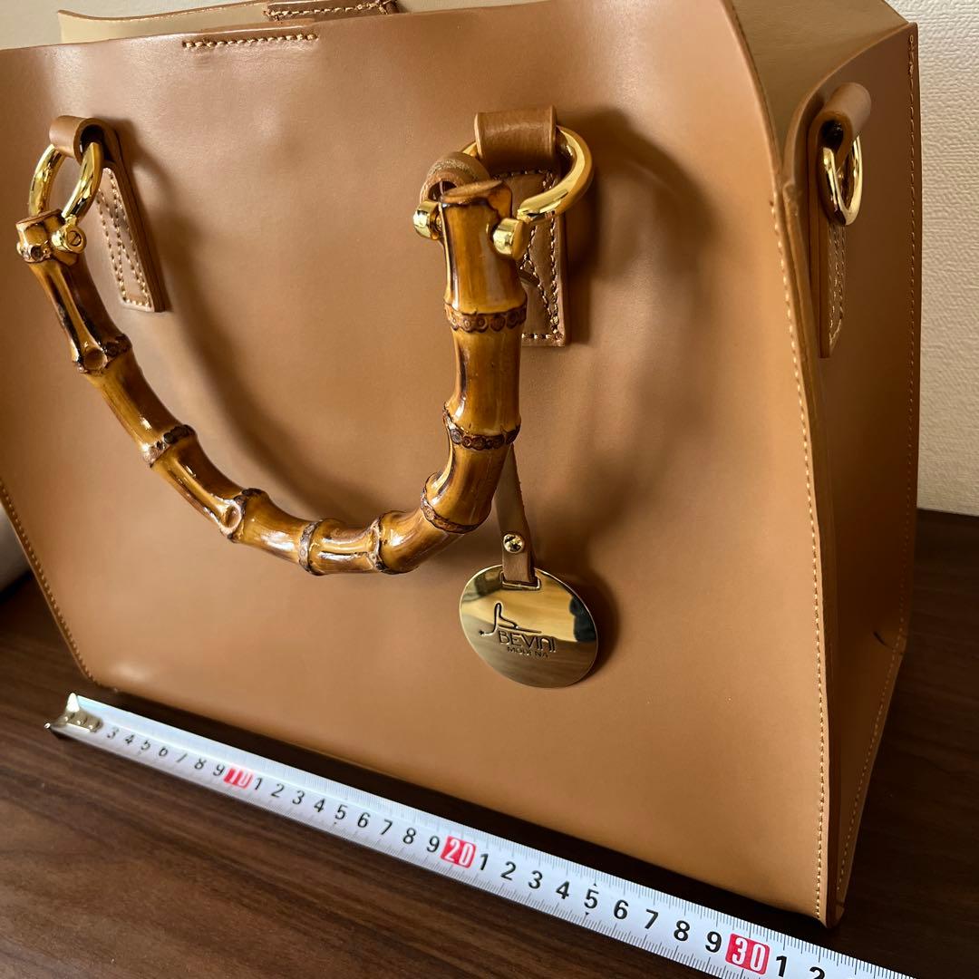 BEVINI バンブーハンドル ハンドバッグ ★スカーフはご希望の方へ