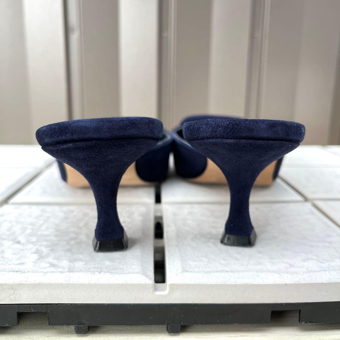 36.5 マノロブラニク　メイセール　ミュール　サンダル　ネイビー　23.5