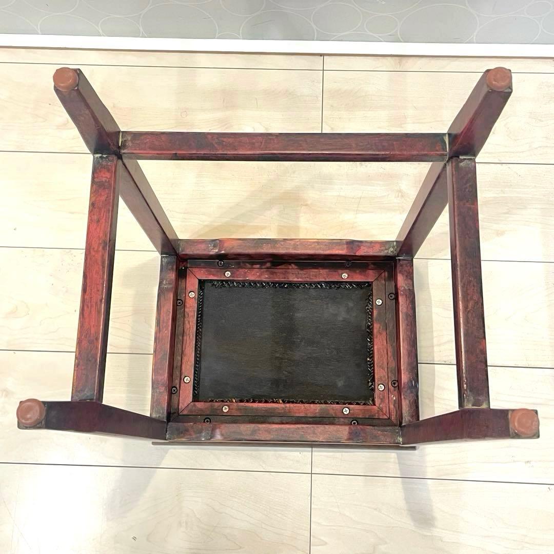 【希少】サイドテーブル 花台 木製 ラタン天板 アジアン家具 アンティーク 骨董