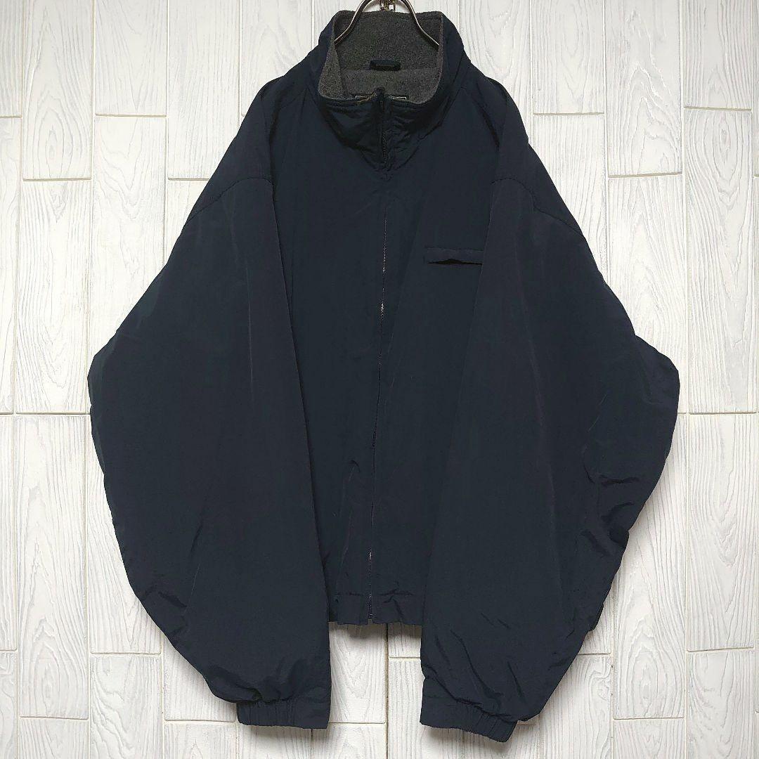 人気 エディーバウアー ナイロン ジャケット 2XL ネイビー 裏フリース 古着