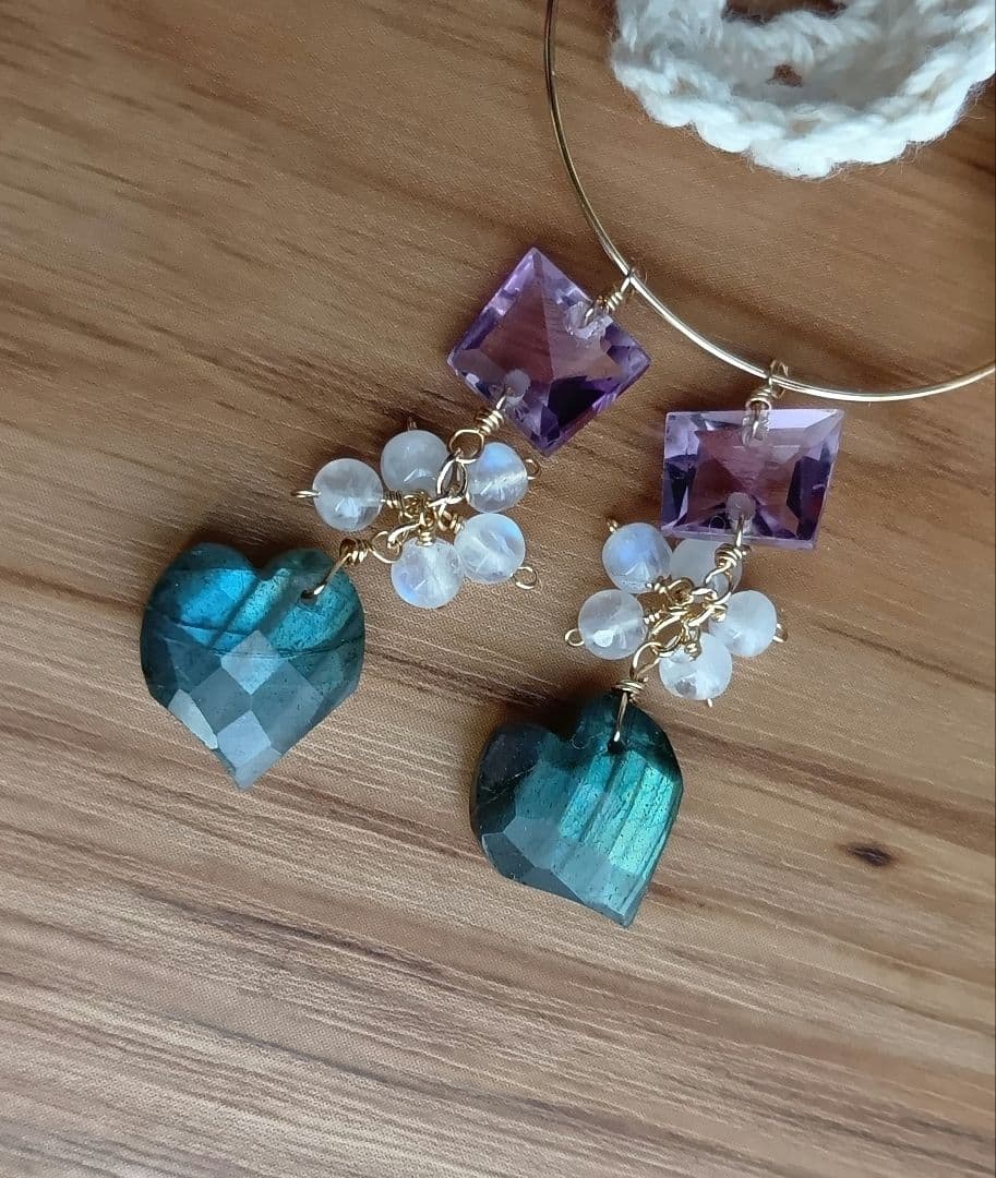 591/14kgf高品質ラブラド♡とピンクアメジストのチャーム