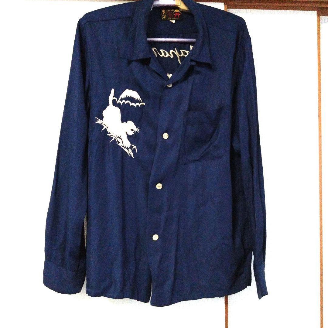 レア　テイラー　東洋　スカシャツ　TT27402 レーヨン　ネイビー　Mサイズ