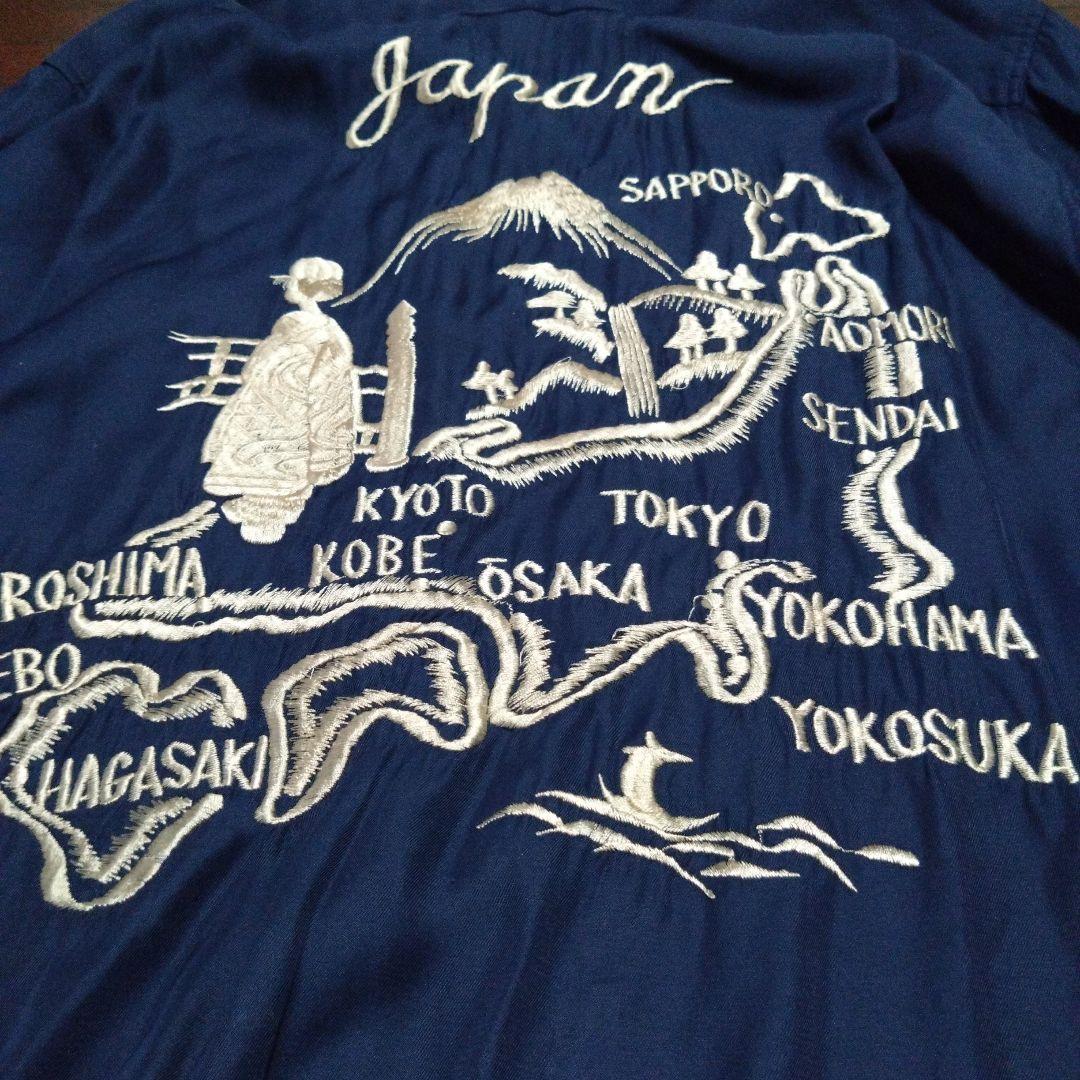 レア　テイラー　東洋　スカシャツ　TT27402 レーヨン　ネイビー　Mサイズ