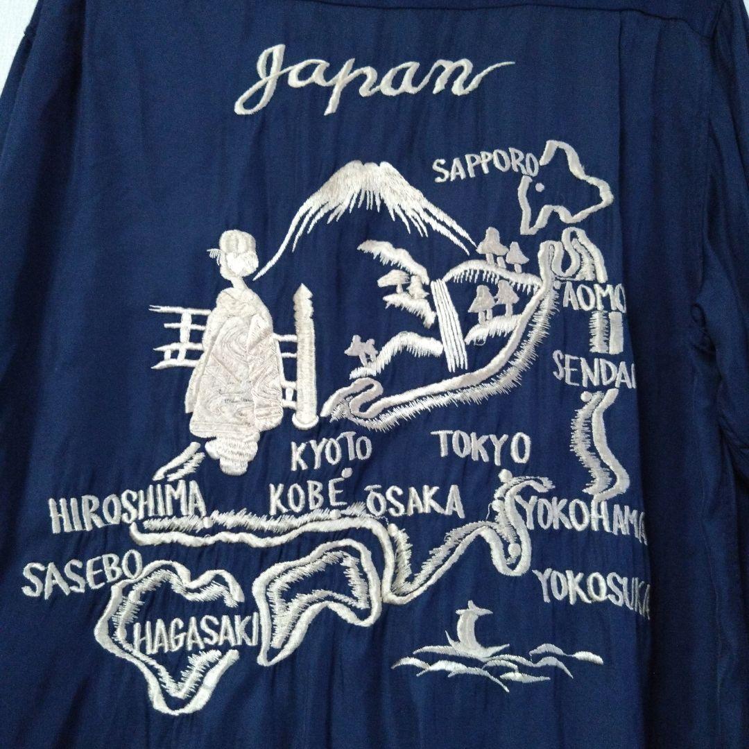 レア　テイラー　東洋　スカシャツ　TT27402 レーヨン　ネイビー　Mサイズ