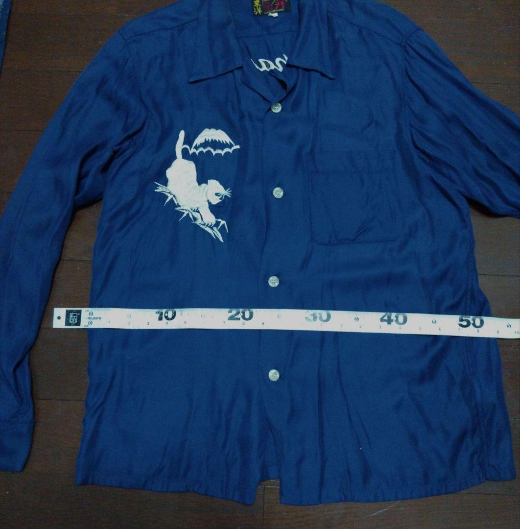 レア　テイラー　東洋　スカシャツ　TT27402 レーヨン　ネイビー　Mサイズ