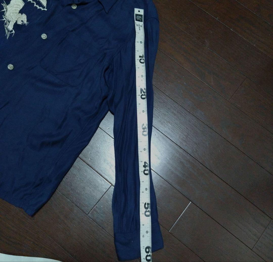 レア　テイラー　東洋　スカシャツ　TT27402 レーヨン　ネイビー　Mサイズ