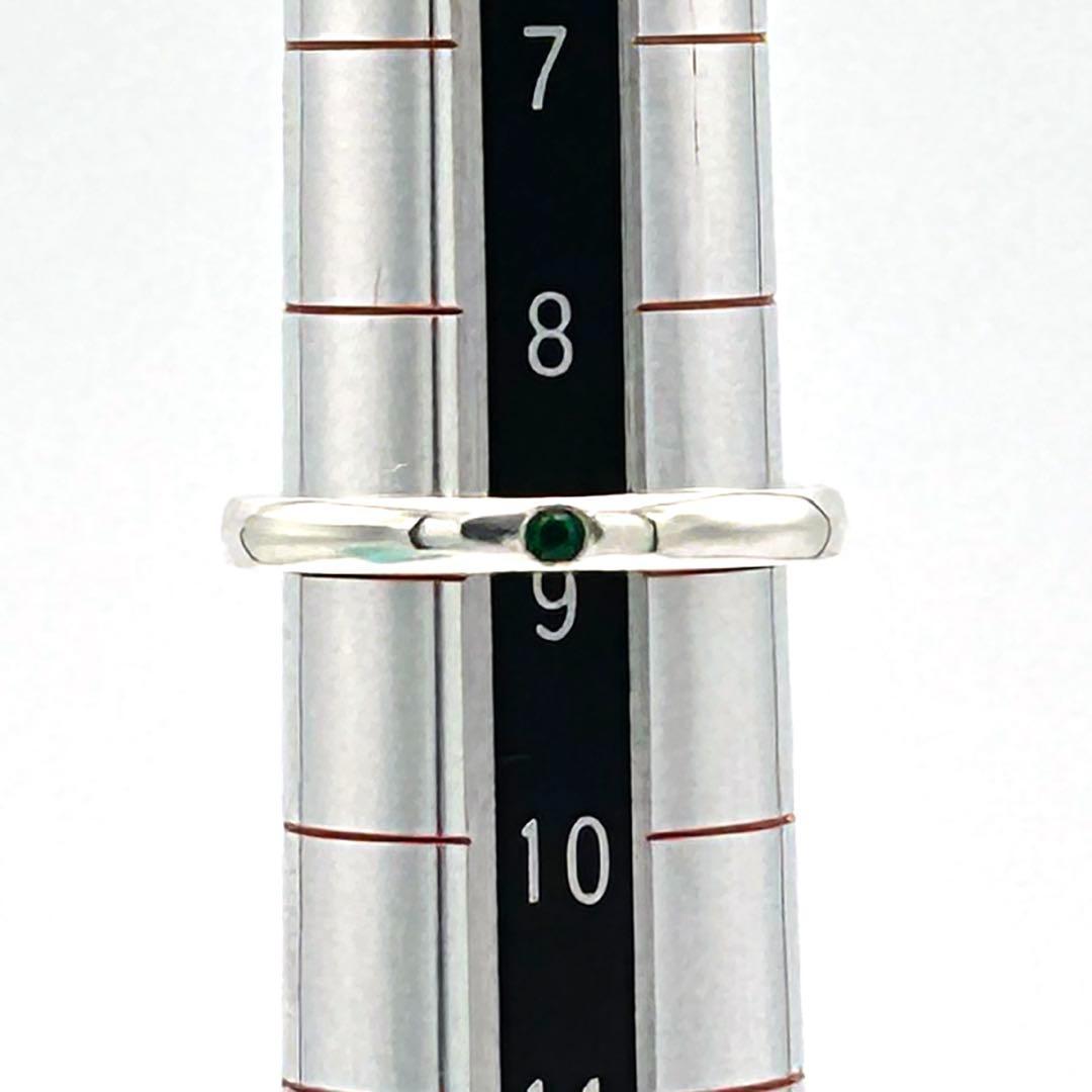 極美品 オールドティファニー スタッキングバンド エメラルド 8.5号 シルバー