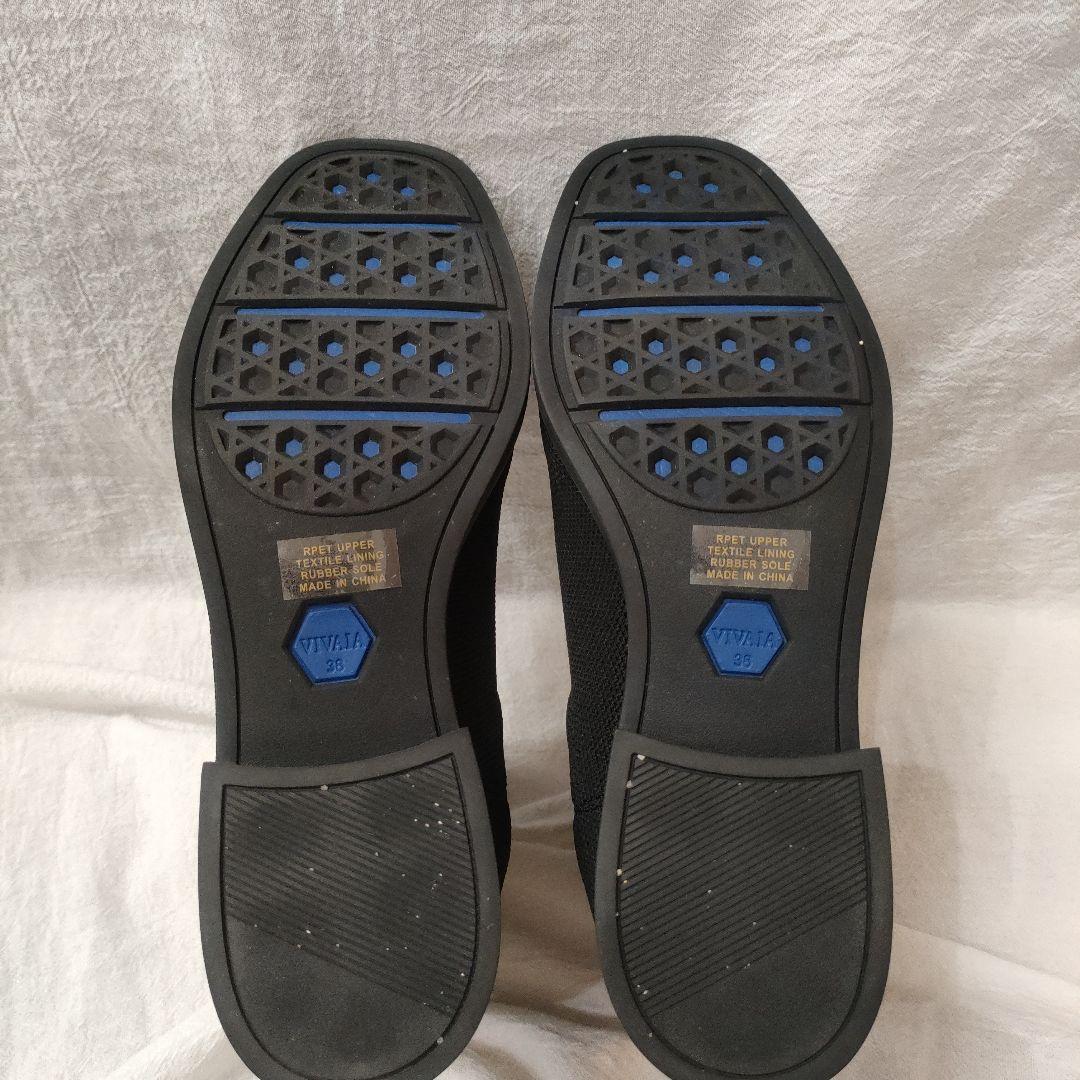 【VIVAIA】 サイドゴアブーツ スクエアトゥ　ニット ブラック 38サイズ