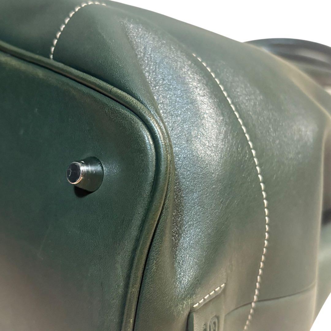 コーチ レザー ビジネスバッグ トートバッグ 　A4収納 7757 チャーム 緑