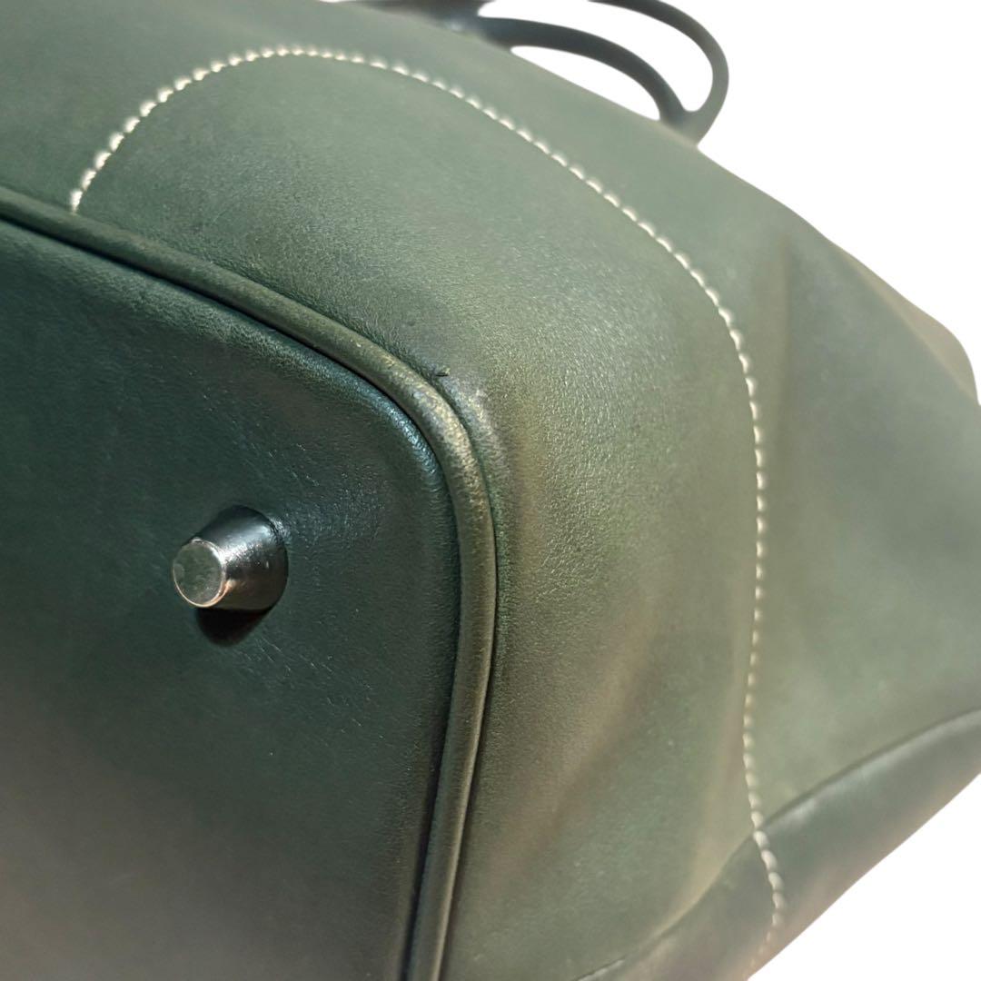 コーチ レザー ビジネスバッグ トートバッグ 　A4収納 7757 チャーム 緑