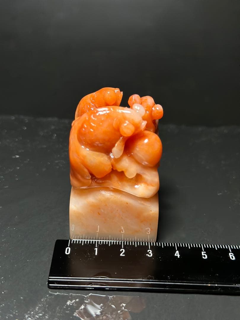 22ラオス石　金魚　桃花凍石　美材篆刻高級印材　落款　書道　雅号　展示会　箱付き