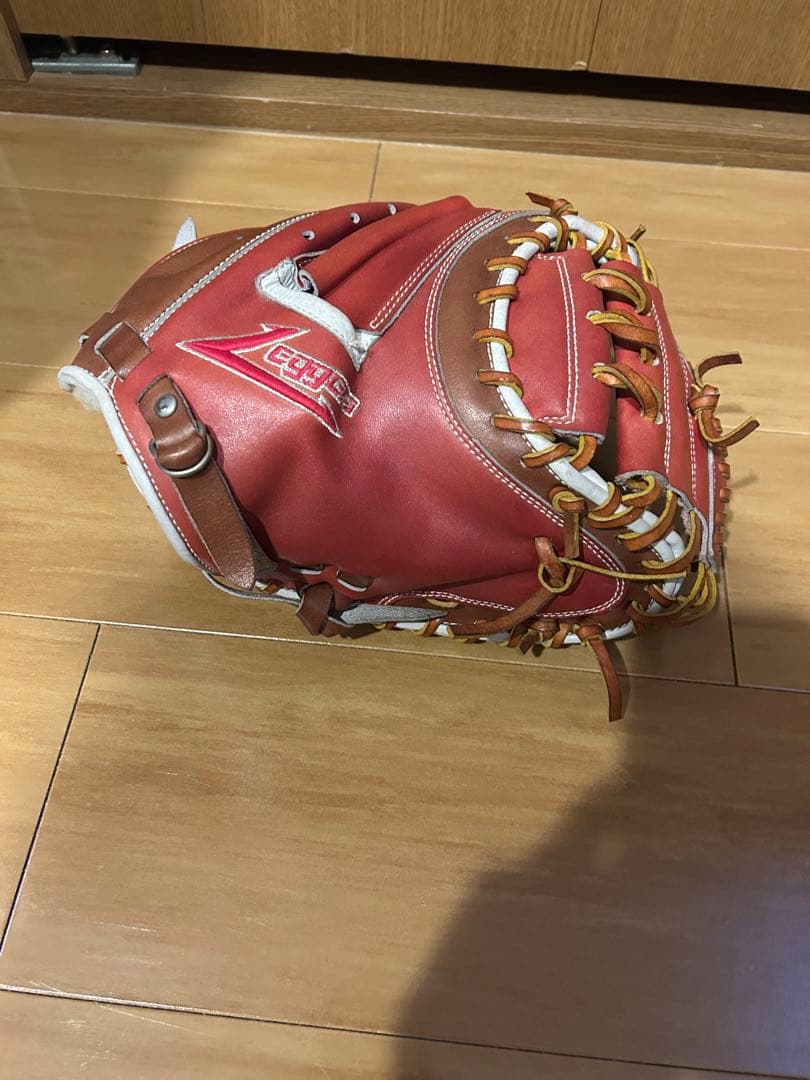 超得値★硬式用★キャッチャーミット★赤×茶×白ライン★本日のみ出品