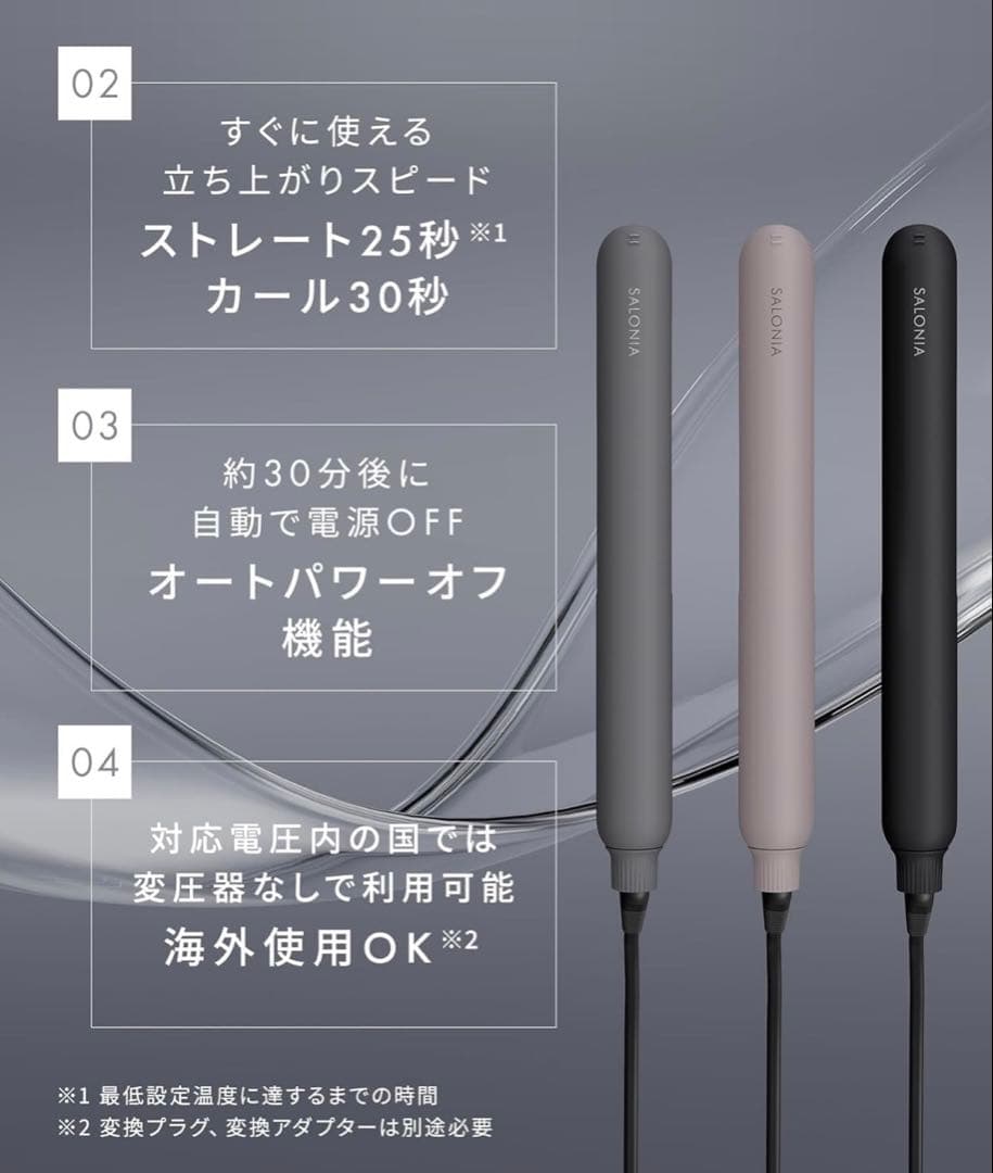 SALONIA 上位モデル スムースシャイン ストレートヘアアイロン グレー